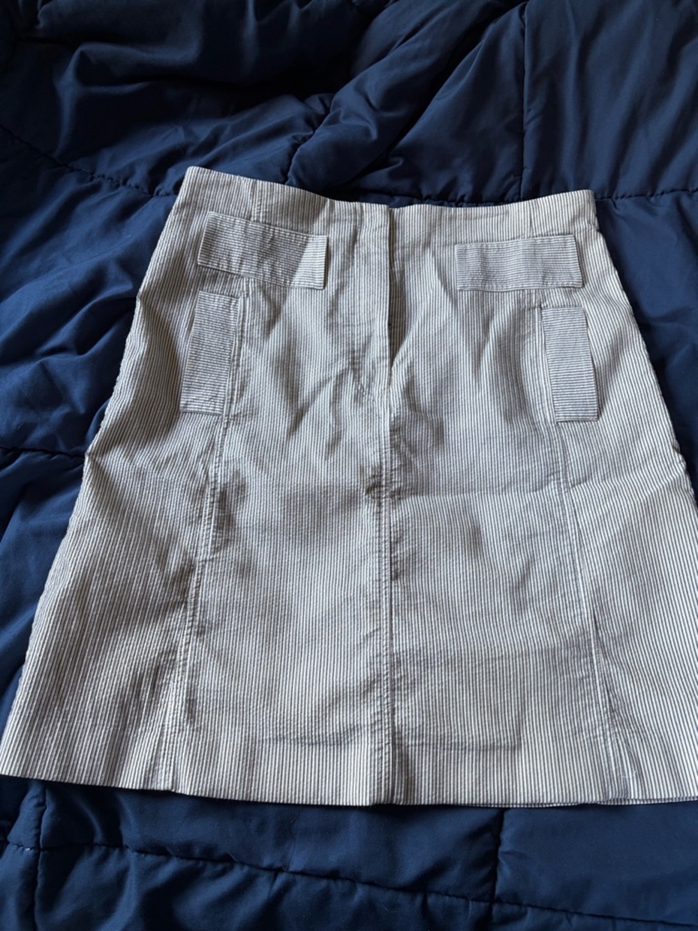 Worth Striped A-Line Mini Skirt in Light Gray and White